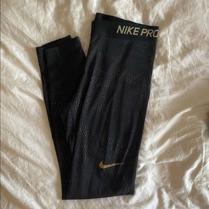 Nike PRO yoga pants with gold details